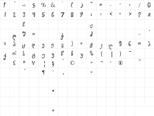Thart_Ts_Geo Regular font glyphpreview