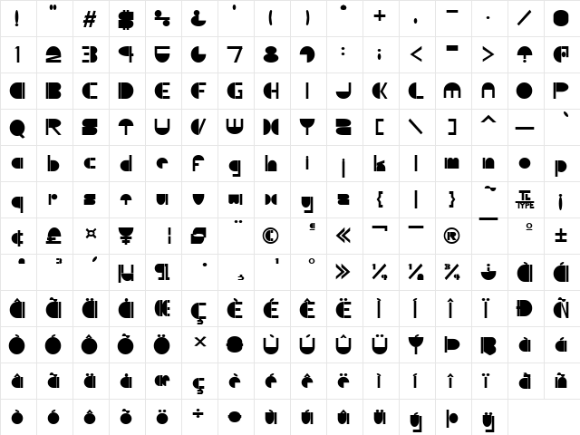 Shroom Regular font glyphpreview