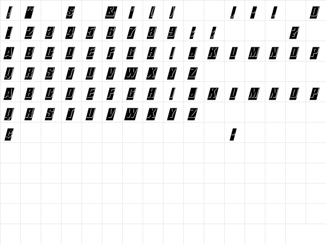 ReliefInReverse Italic Italic font glyphpreview