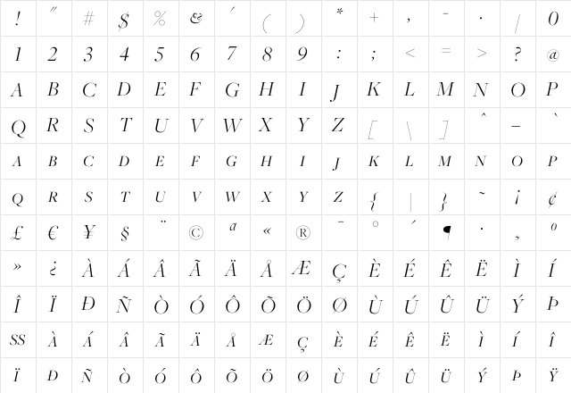 Freight Big Light Italic SC font glyphpreview