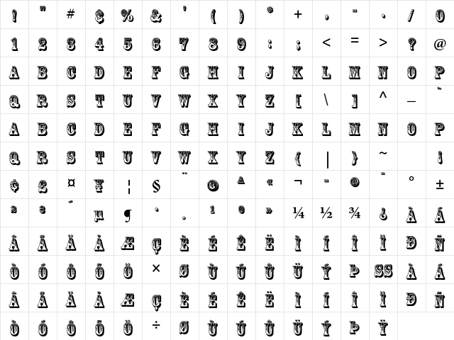 Rosewood Std Regular font glyphpreview