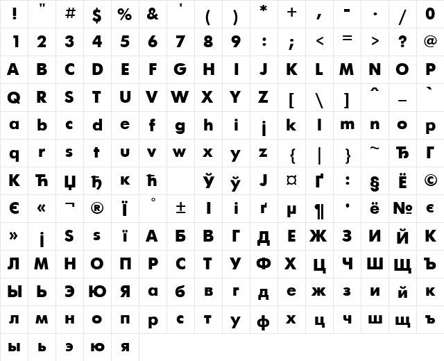 FuturisExtra Cyrillic@ font glyphpreview