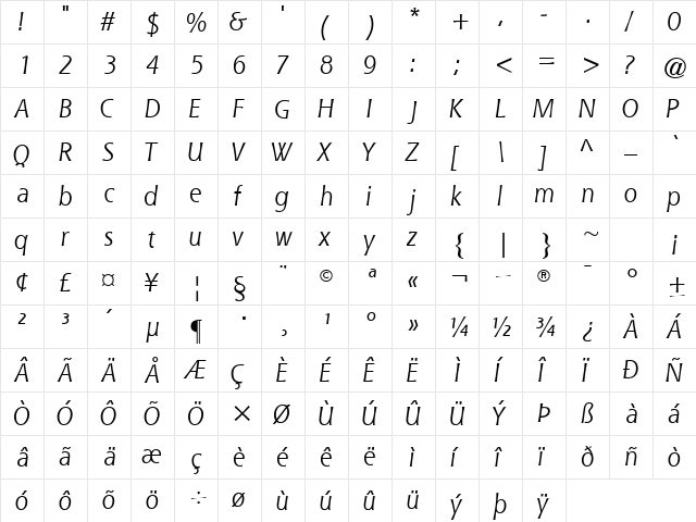 QueSSK Italic font glyphpreview