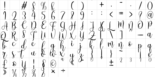 Angelic Regular font glyphpreview