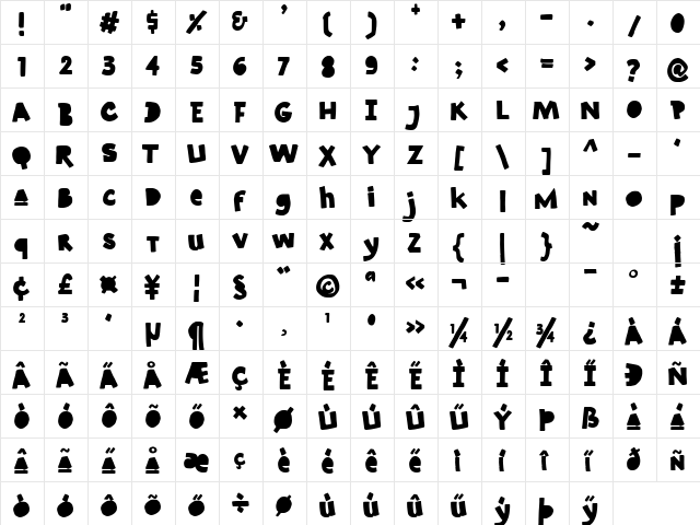 Fried Banana Regular font glyphpreview