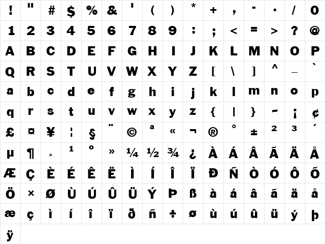 FZ BASIC 56 Normal font glyphpreview
