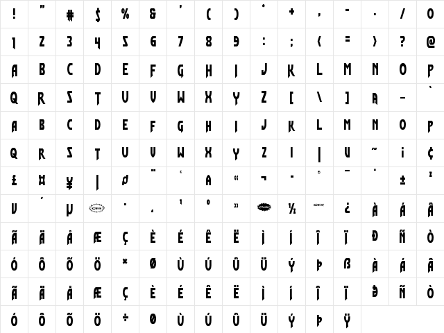 Flash Rogers Straight Condensed Condensed font glyphpreview