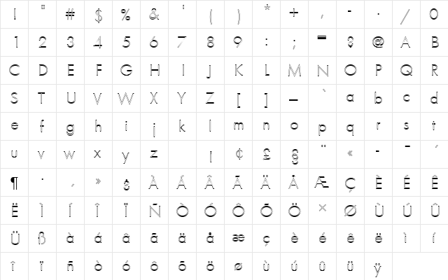 FuturaTLigOu1 Regular font glyphpreview