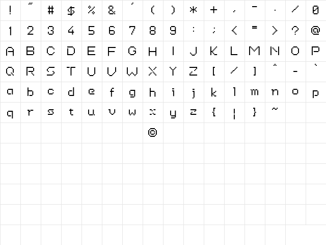 Spiral Bitmap Regular font glyphpreview