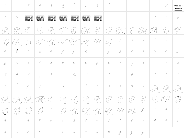 Encina Script 1 PERSONAL USE Regular font glyphpreview