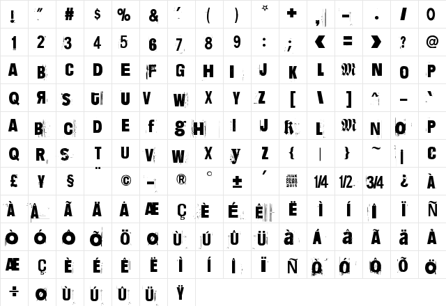 Dimension Zero Regular font glyphpreview