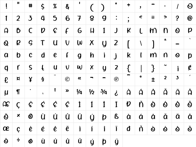 Rhigen Regular font glyphpreview