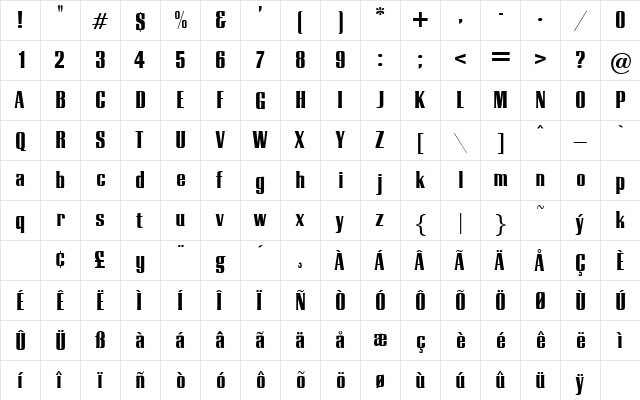 Essex Regular font glyphpreview