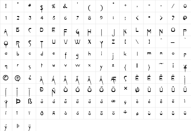 FZ JAZZY 45 Normal font glyphpreview