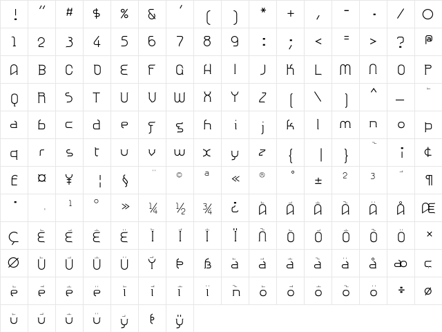 ALEX2 Regular font glyphpreview