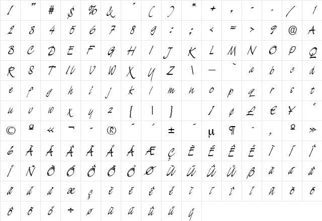 EstherBecker Regular font glyphpreview