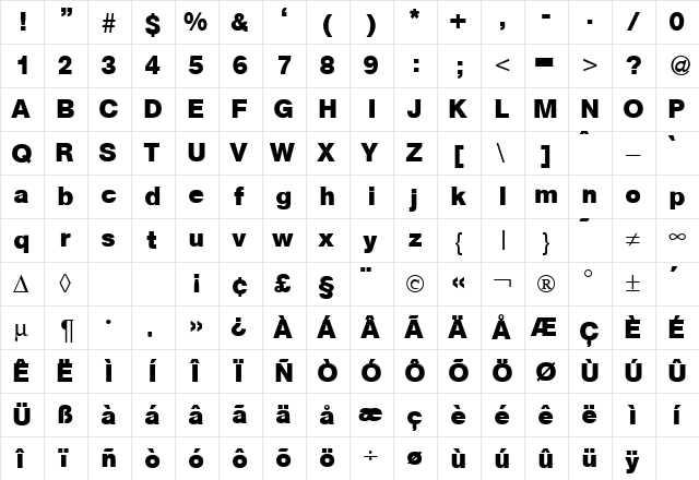 Atkins Bold font glyphpreview