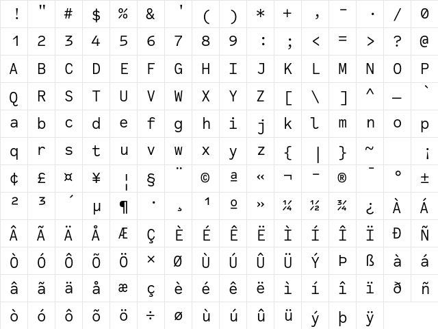 Code Saver Regular font glyphpreview
