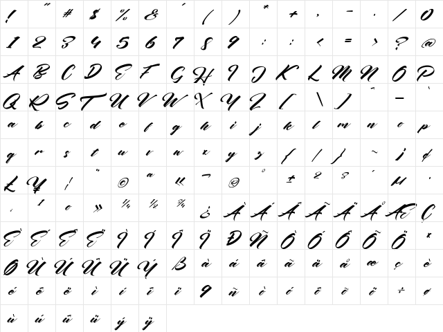 Seinna Grace Demo Version Regular font glyphpreview