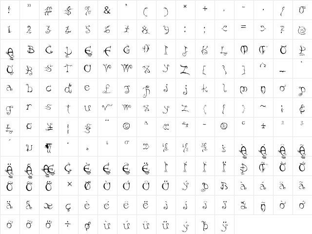 Evernight Regular font glyphpreview