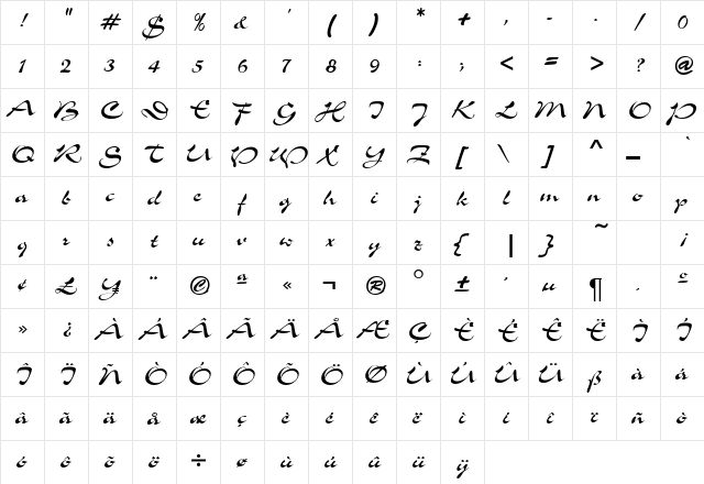 ShowerDB Normal font glyphpreview