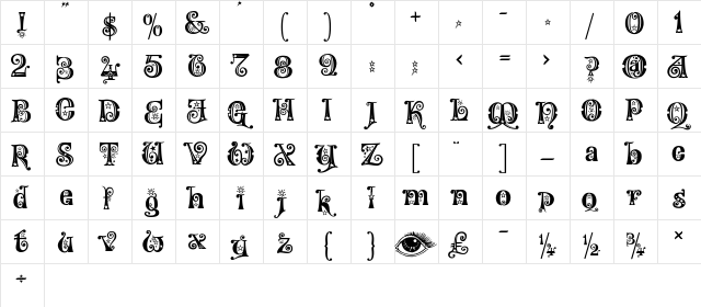 Kingthings Willow Regular font glyphpreview