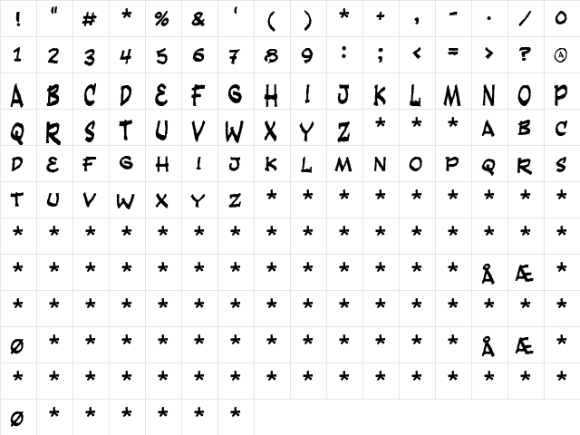 Fandango Regular font glyphpreview