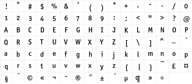 OfficinaSansMediumOSC Regular font glyphpreview