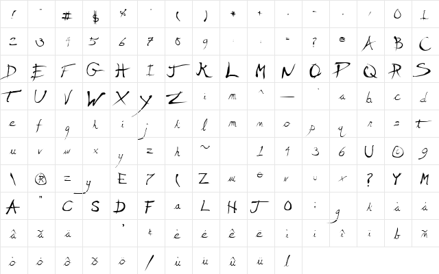 Scratchy Mess Regular font glyphpreview