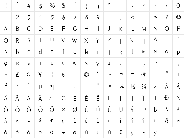 PT Eclectic Normal font glyphpreview