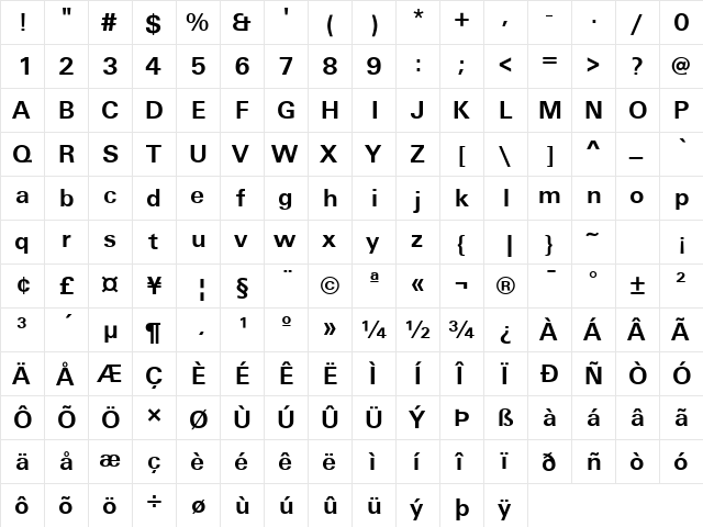 Unique Light BOLD font glyphpreview