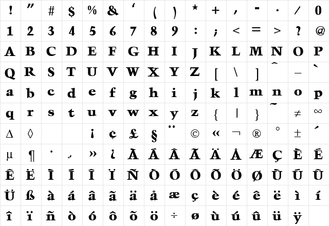 TroubadourExtrabold Regular font glyphpreview