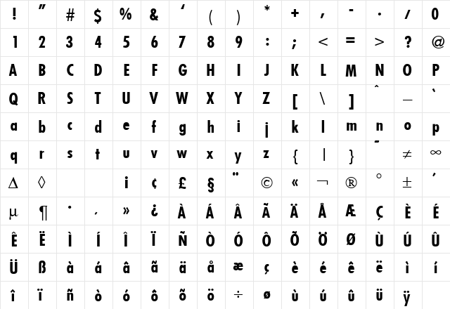 FunctionCondTwo Bold font glyphpreview