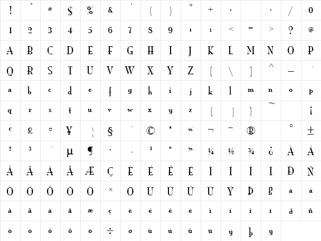 Mona Lisa ICG Solid Regular font glyphpreview