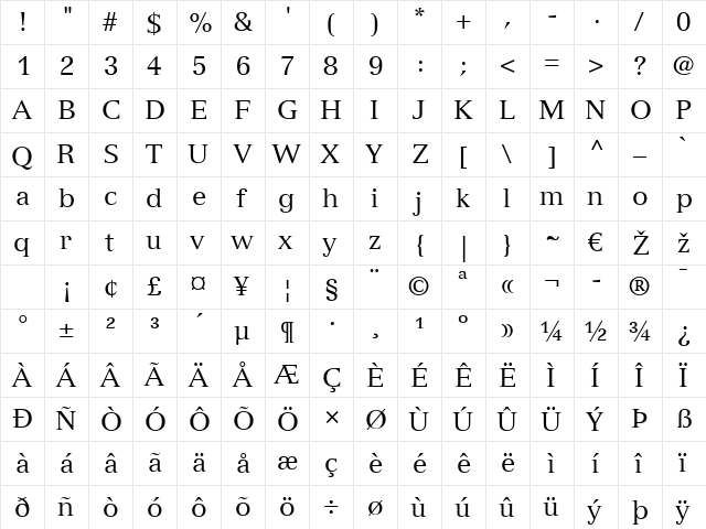 Versailles LT Regular font glyphpreview