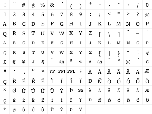 Freight Micro Book SC font glyphpreview