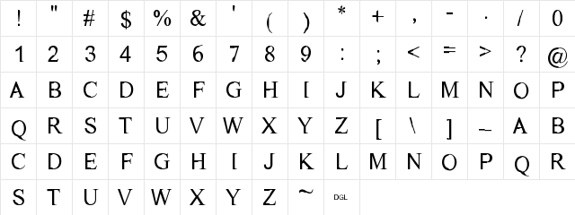 Di(20 Regular font glyphpreview