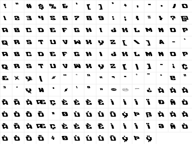 Nuevo Passion Leftalic Italic font glyphpreview