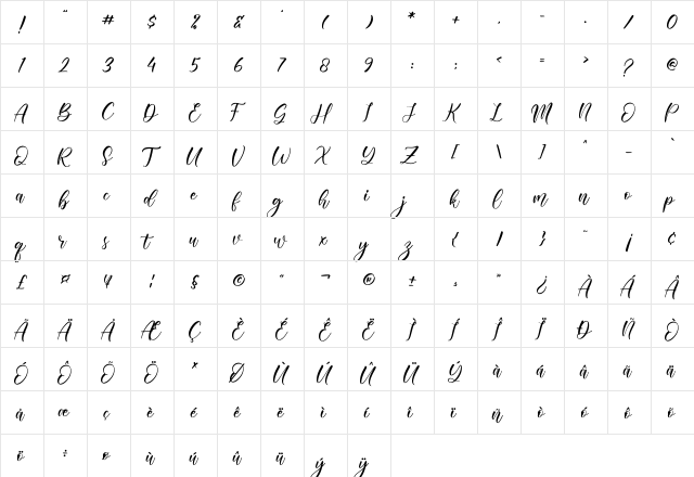 Sharila Regular font glyphpreview