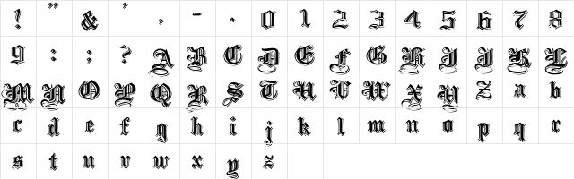 EmbossedBlackWide Normal font glyphpreview