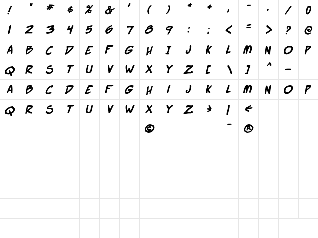 Super Webcomic Bros. Bold font glyphpreview