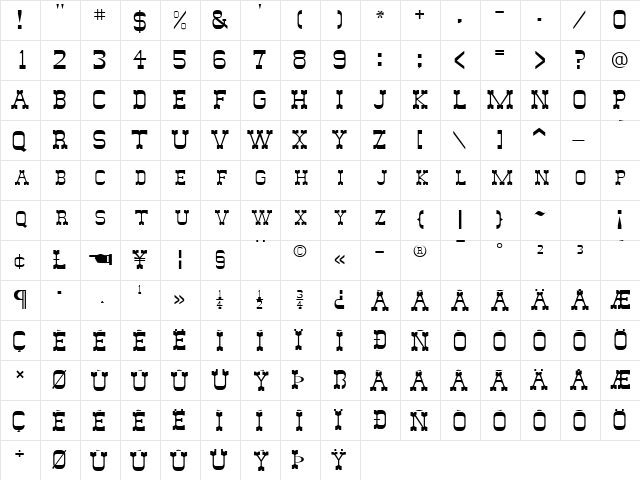 SlimmerPickensSCapsSSK Regular font glyphpreview