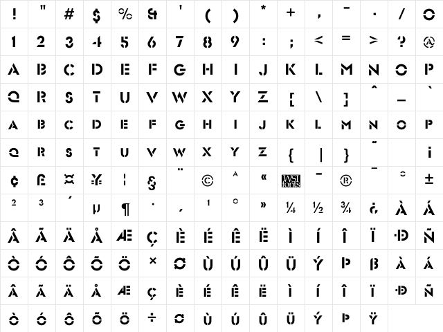 FuturistStencil Regular font glyphpreview