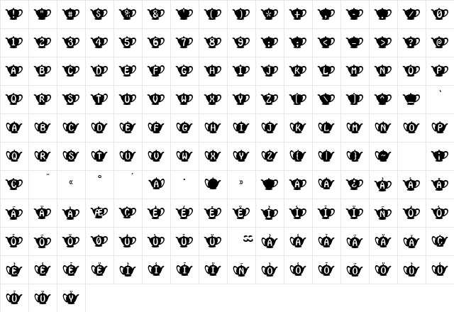 Teapot Regular font glyphpreview