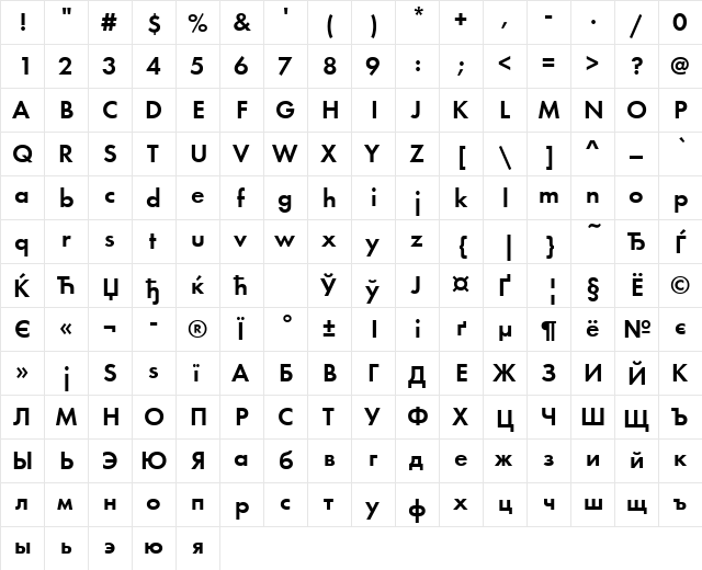 FuturaDemiCTT Normal font glyphpreview