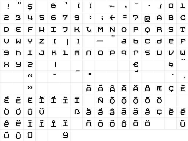 MobyMonospace Regular font glyphpreview