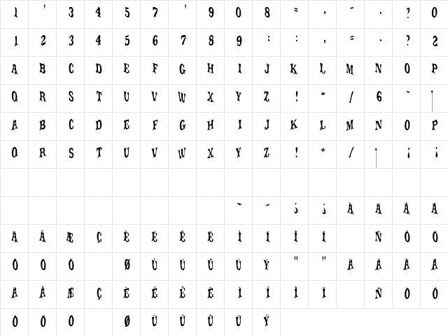 movieola titletype Regular font glyphpreview