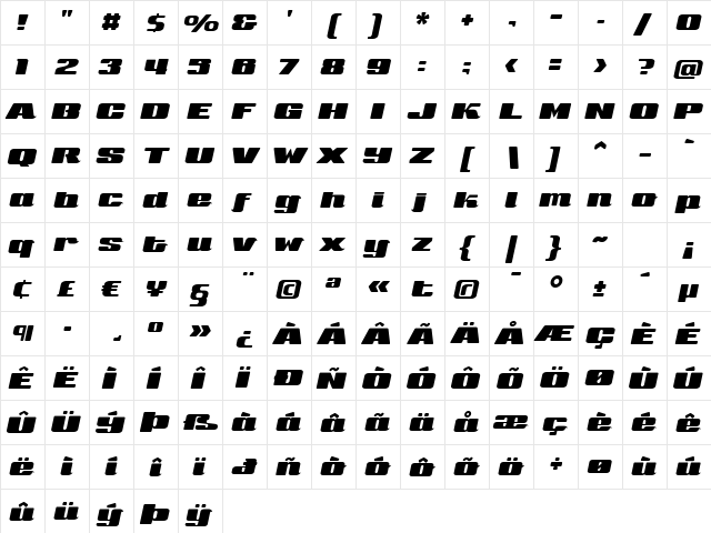 Sneakers Script UltraWide Regular font glyphpreview