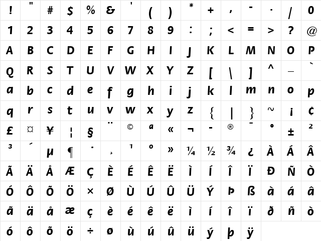 Flora LT Medium Bold Italic font glyphpreview