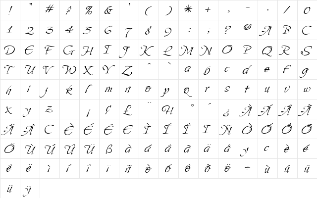 Saliere Regular font glyphpreview